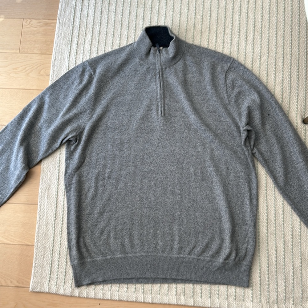Faherty Sconset Gray Pullover 1/4 Quarter Zip Sweater Shirt Large